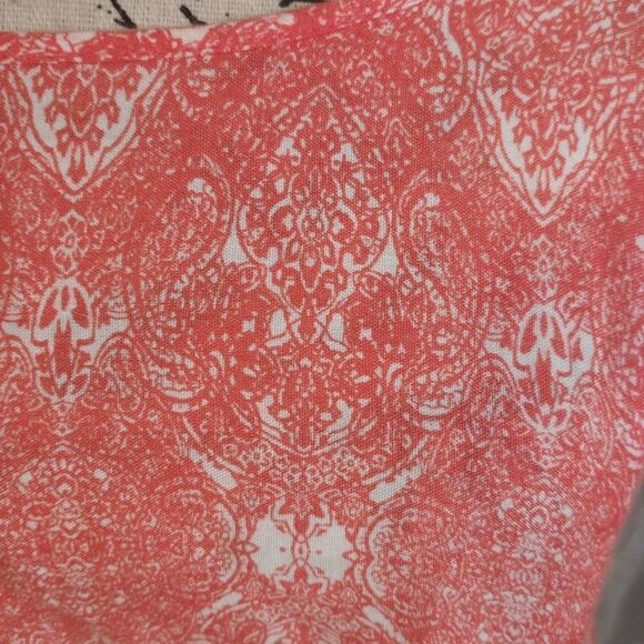 KHALSA Creations orange and white printed tunic tank top sz medium - Picture 6 of 9